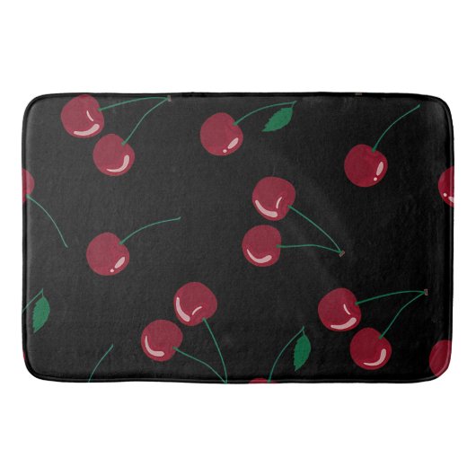 Red Cherry Black Bath Mat Badematte (Vorderseite)