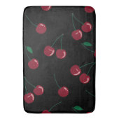 Red Cherry Black Bath Mat Badematte (Vorderseite Vertikal)
