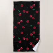 Red Cherry Black Beach Handtuch (Vorderseite)