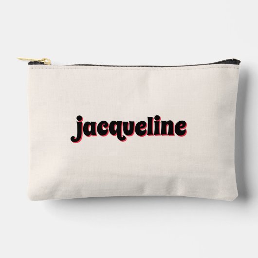 Red Cherry + Black Cabana Stripe Luxe Makeup Zubehörtasche (Vorderseite)