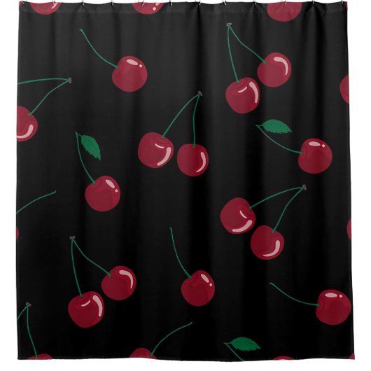 Red Cherry Black Dusche Vorhang (Vorderseite)