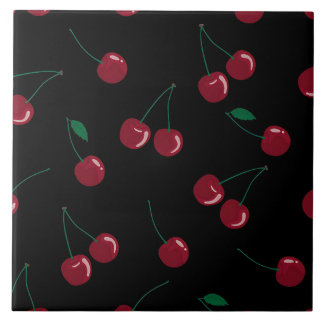 Red Cherry Black Keramik Tile Fliese