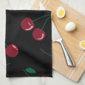 Red Cherry Black Kitchen Handtücher (Viertel Falte)