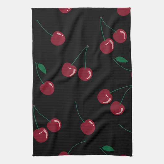Red Cherry Black Kitchen Handtücher (Vertikal)