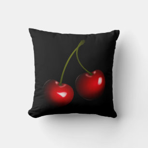 Red Cherry Black Throw Pillow oder wählen Sie Ihre Kissen