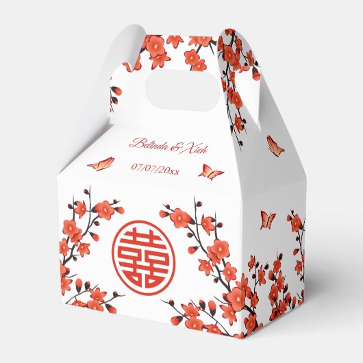 Red Cherry Blossom Blossom | Chinesische Hochzeit Geschenkschachtel (Vorderseite)