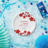 Red Cherry Blossom Blumenkohl Brautparty Pappteller (Party)