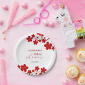 Red Cherry Blossom Blumenkohl Brautparty Pappteller (Party)