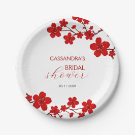 Red Cherry Blossom Blumenkohl Brautparty Pappteller