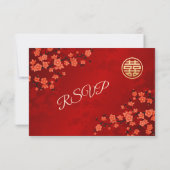 Red Cherry Blossom Chinese Wedding RSVP Karte (Rückseite)