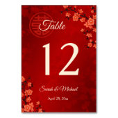 Red Cherry Blossom Chinese Wedding Tischnummer (Vorderseite)