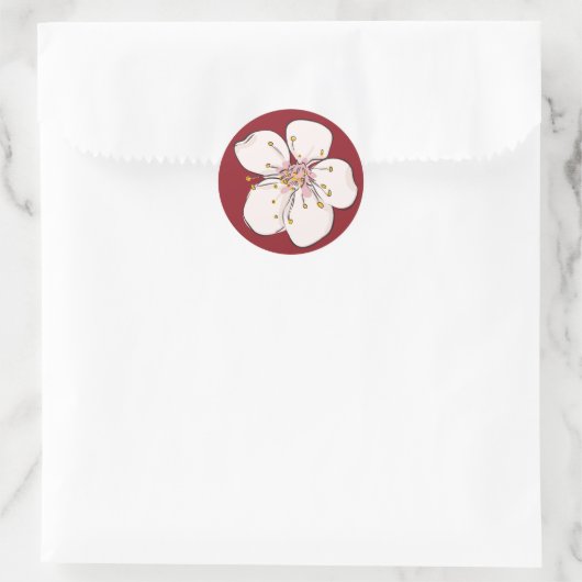 Red Cherry Blossom - Circle Sticker (Tasche)