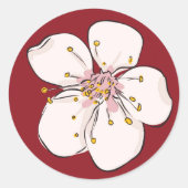 Red Cherry Blossom - Circle Sticker (Vorderseite)