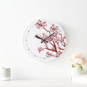 Red Cherry Blossom Custom Wall Clock Große Wanduhr (Zuhause)