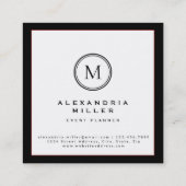 Red Cherry Blossom Floral | Monogramm Quadratische Visitenkarte (Rückseite)