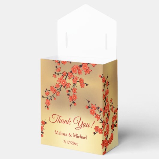 Red Cherry Blossom Gold Custom Chinese Wedding Geschenkschachtel (Geöffnet)
