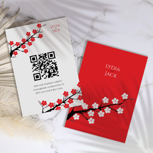 Red Cherry Blossom Hochzeit Begleitkarte
