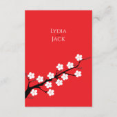 Red Cherry Blossom Hochzeit Begleitkarte (Rückseite)
