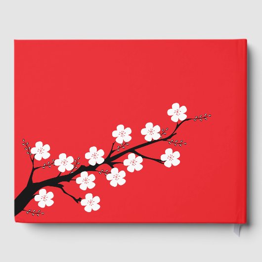 Red Cherry Blossom Hochzeit Gästebuch (Rückseite)