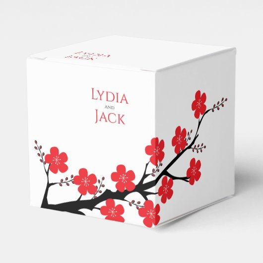 Red Cherry Blossom Hochzeit Geschenkschachtel (Vorderseite)