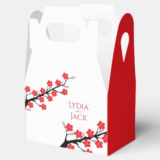 Red Cherry Blossom Hochzeit Geschenkschachtel (Geöffnet)