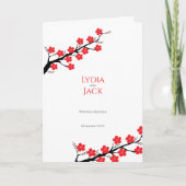Red Cherry Blossom Hochzeit Programm (Vorderseite)