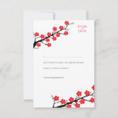 Red Cherry Blossom Hochzeit RSVP Karte (Vorderseite)