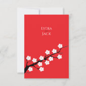 Red Cherry Blossom Hochzeit RSVP Karte (Rückseite)