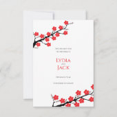 Red Cherry Blossom Hochzeit Save The Date (Vorderseite)