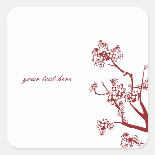 Red Cherry Blossom Oriental Wedding Stickers (Vorderseite)
