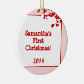 Red Cherry Blossom Personalisierter Name Keramik Ornament (Rechts)