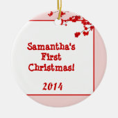 Red Cherry Blossom Personalisierter Name Keramik Ornament (Vorne)