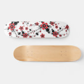 Red Cherry Blossom Sakura Design Skateboard (Horizontal)