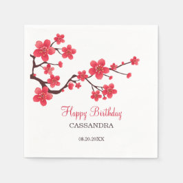 Red Cherry Blossom Sakura Floral Geburtstag Serviette