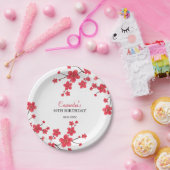 Red Cherry Blossom Sakura Rustikale Blumengeburt Pappteller (Party)