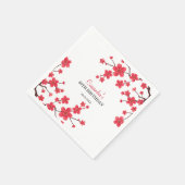 Red Cherry Blossom Sakura Rustikale Blumengeburt Serviette (Ecke)
