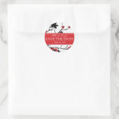Red Cherry Blossom Sakura Save the Date Runder Aufkleber (Tasche)