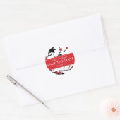 Red Cherry Blossom Sakura Save the Date Runder Aufkleber (Umschlag)