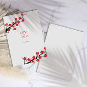 Red Cherry Blossom Themed Wedding Danke Karte