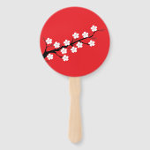 Red Cherry Blossom Themed Wedding Hand Fan Fächer (Rückseite)