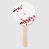 Red Cherry Blossom Themed Wedding Hand Fan Fächer (Vorderseite)