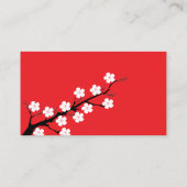 Red Cherry Blossom Themed Wedding Platzkarte (Rückseite)