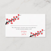 Red Cherry Blossom Themed Wedding Platzkarte (Vorderseite)