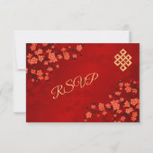 Red Cherry Blossom tibetische Hochzeit RSVP Karte (Rückseite)