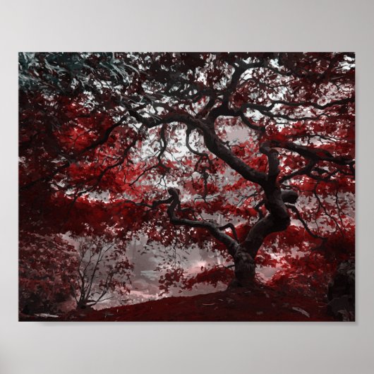 Red Cherry Blossom Tree Poster (Vorne)