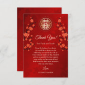 Red Cherry Blossom Wedding Dankeskarte (Vorne/Hinten)