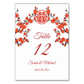 Red Cherry Blossom White Chinese Wedding Tischnummer (Vorderseite)