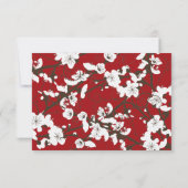Red Cherry Blossoms Chic asiatische Hochzeitsempfe Einladung (Rückseite)