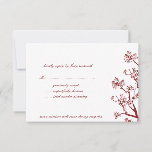 Red Cherry Blossoms Oriental Wedding RSVP Cards (Vorderseite)