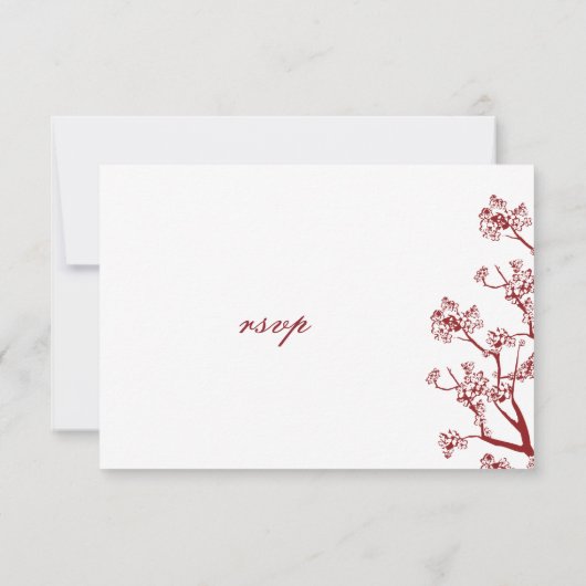 Red Cherry Blossoms Oriental Wedding RSVP Cards (Rückseite)
